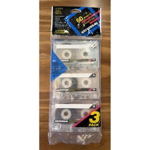 3-Pack 60 Minute Cassettes Recordable Blank Tapes Universal A-1063 Type 1 Normal